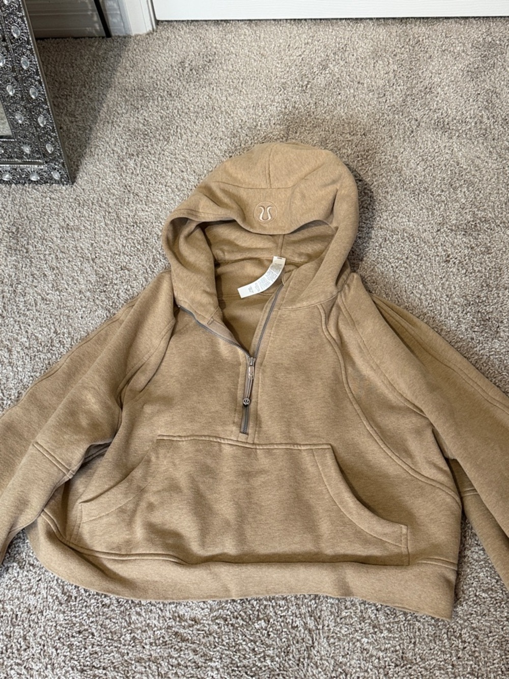 lululemon athletica Cropped Half-Zip Hoodie in Tan